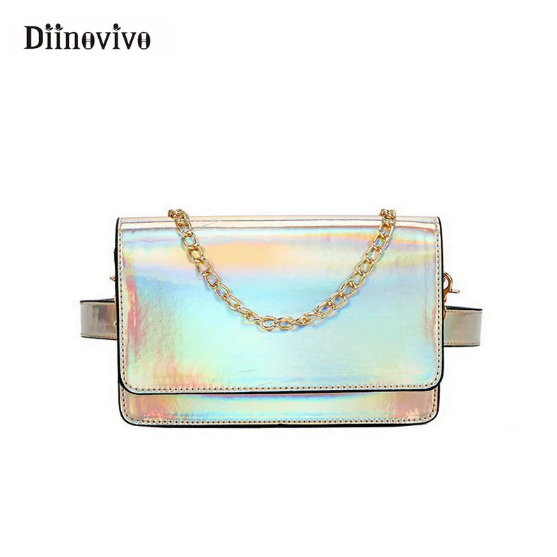

DIINOVIVO Fashion Fanny Pack Women's Handbags Laser Purse Reflective Chest Waist Bag Women Belt Bag Summer Shoulder Bag WHDV0459