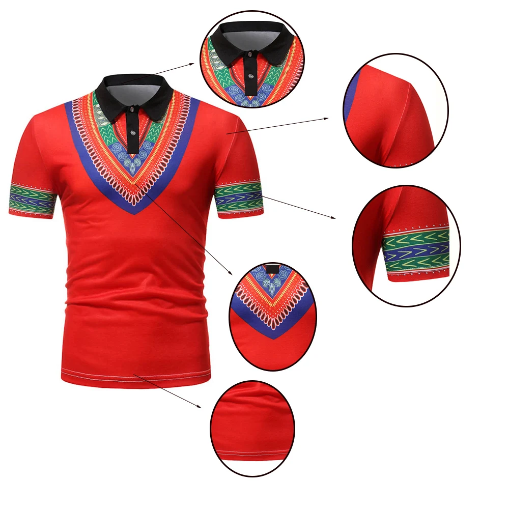 Fadzeco 2019 африканская рубашка поло с коротким рукавом, мужская рубашка с этническим принтом, Мужская футболка, модные повседневные мужские