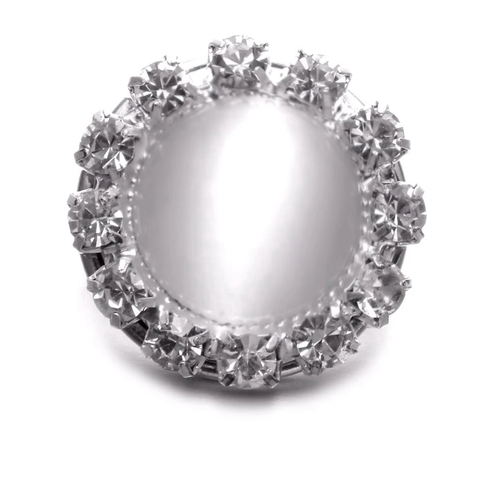 

Pure White Opal Rhinestone Style Round Shape Metal 18mm Snap Button Charms For Snap Bracelet Snaps Jewelry KZ0576d