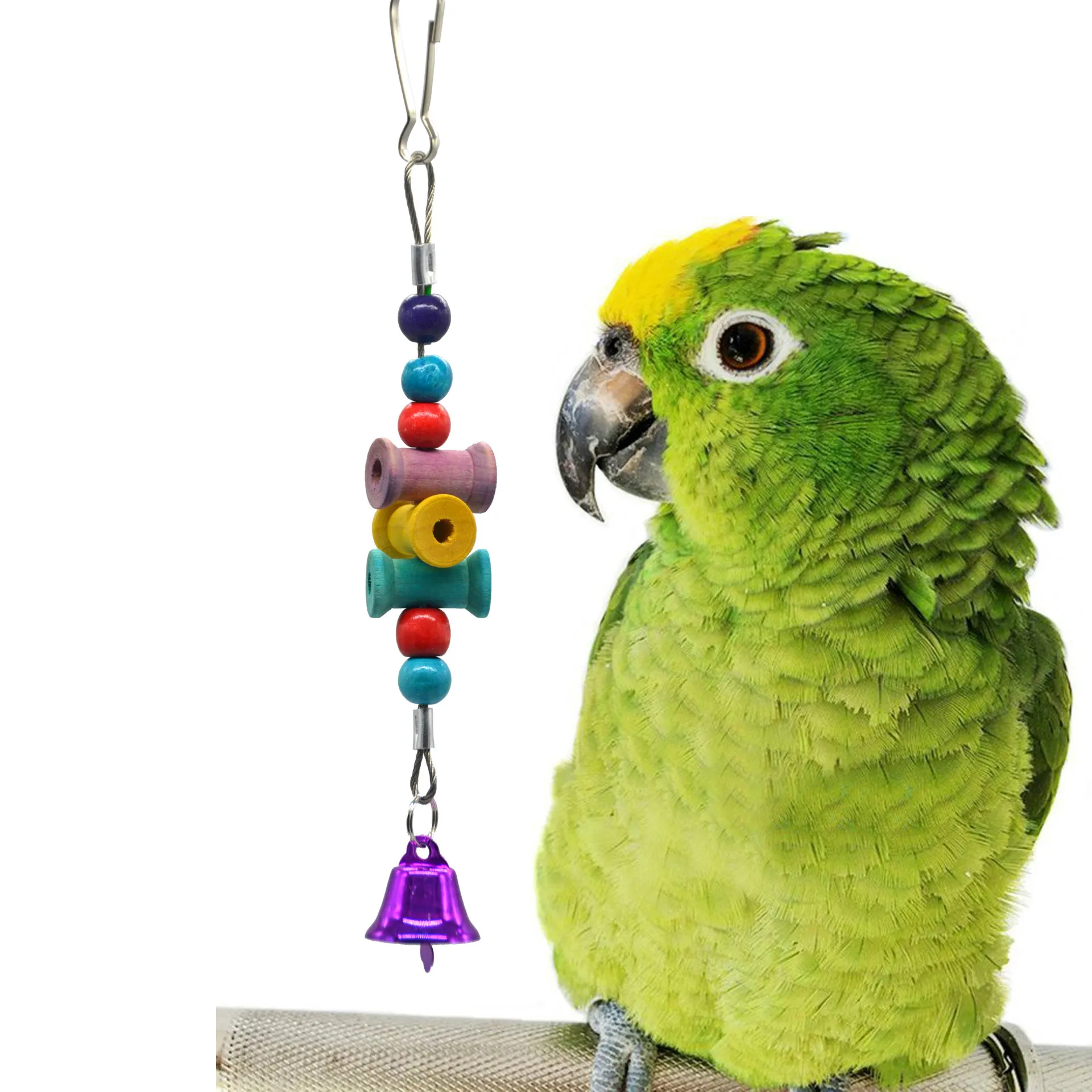 Игрушечные попугаи Мини 20 см многоцветная Птица Попугай Веревка игрушки для жевания качель для птичьей клетки аксессуары - Цвет: Белый