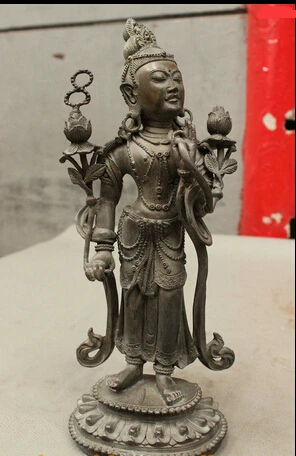 

bi003161 Details about 10" Tibet Tibetan Buddhism Pure Bronze Tara Lotus Goddess Kwan-Yn GuanYin Statue