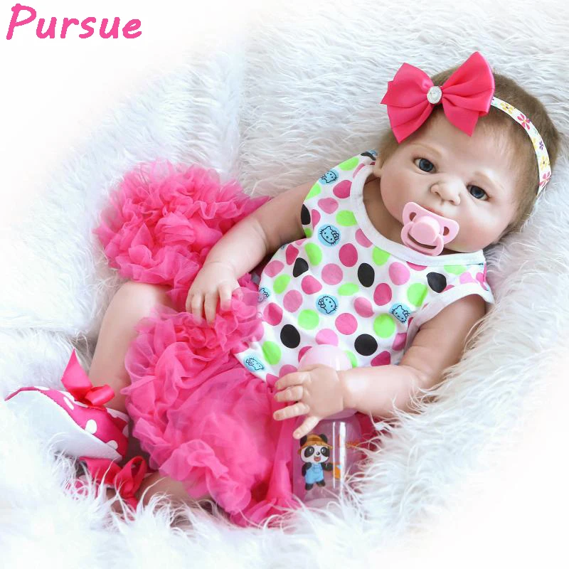 

Pursue Realistic Lifelike American Girl Doll Full Body Silicone Reborn Doll Baby Alive for Children Christmas Gift 22"/57cm Doll