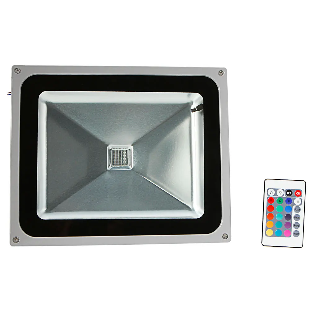 

50W RGB Aluminium Alloy LED Flood Light with IP65 Waterproof & Remote Control Gray (AC 90-260V)
