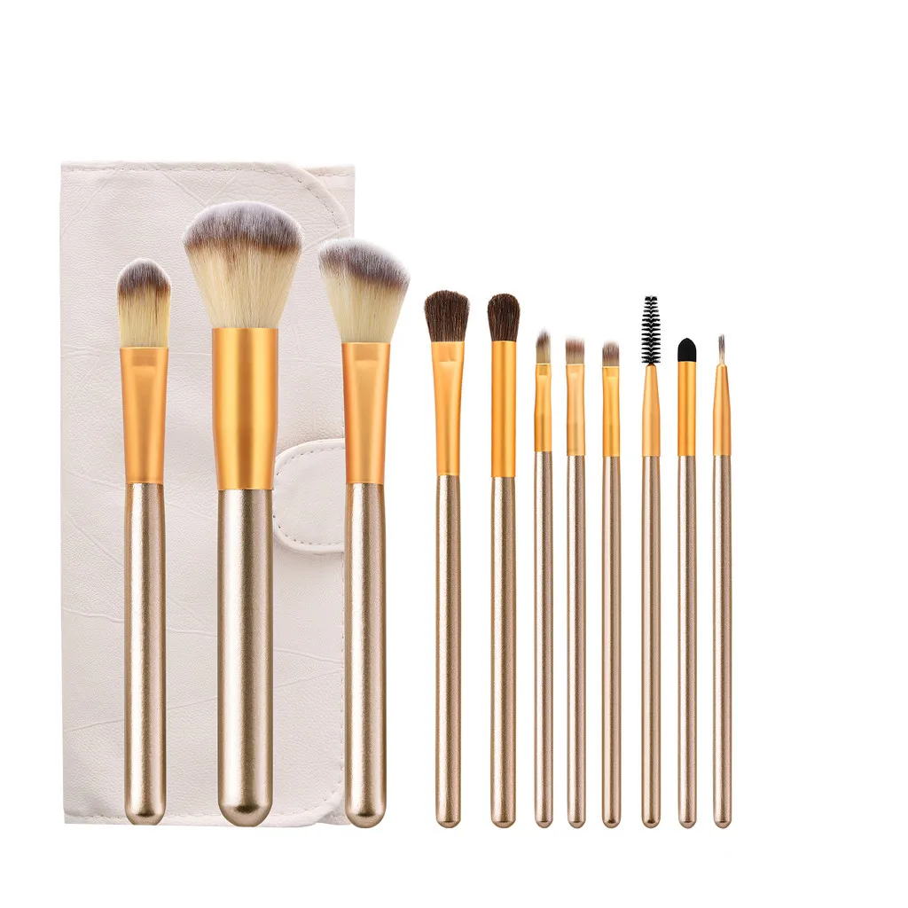 

Foundation Cosmetic Eyebrow Eyeshadow Brush Makeup Brush Sets Tools 11PCS maquiagem profissional completa kit eyelash curler 04*