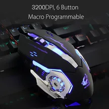Macro Programmable Gaming Mouse 4000DPI 6 Button LED Optical Mouse Backlight Mause Computer Mouse Gamer PC for LOL Laptop