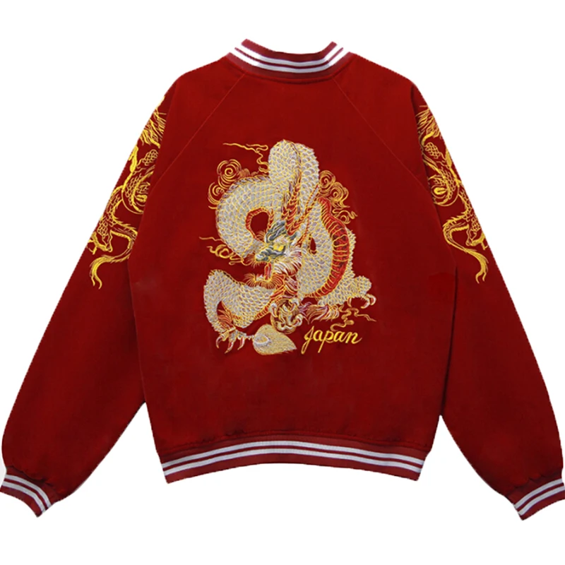 Autumn new punk embroidered dragon bomber jacket baseball uniform jacket female loose bf wind