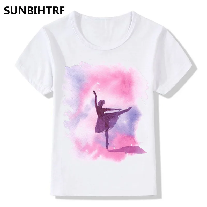 

2018 Swan Dance Print Funny T-Shirts For Children Big Boy and Girl Summer Tee Kids Short Sleeve Tops Casual Soft Baby Clothes