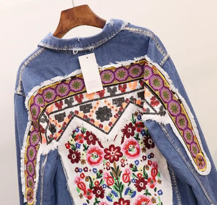 discounted  New Women Denim Jean Jacket Coat Fashion Studded pin slim long sleeve loose casual short girl jacke