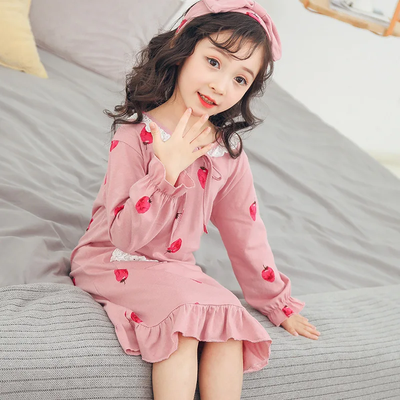 Girls Nightgown Long Sleeve Cotton Nightdress 4 5 6 8 10 12 year Baby