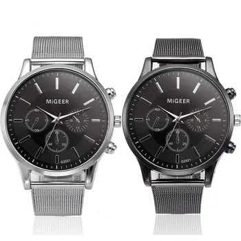 

Wrist Watch Men Women Stainless Steel Three Eyes Quartz Analog Watches Male Business Crystal Bracelet Gift Black Dropship F412