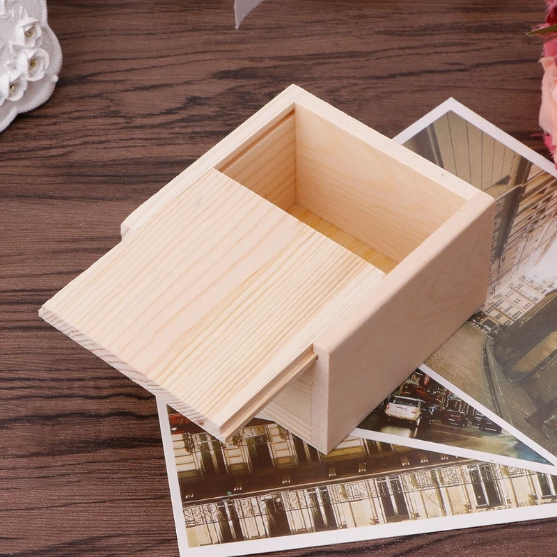 Коробка для хранения ювелирных изделий ручной работы, деревянный простой чехол для конфет, органайзер для колец, чехол для рукоделия