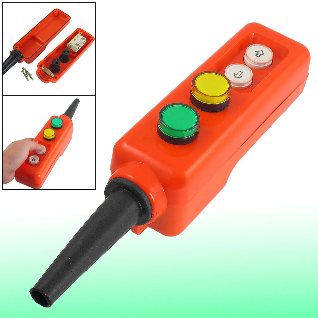 

UXCELL Green Yellow Led Lamp Up-Down Hoist Hand Operate Pushbutton Switch 12V