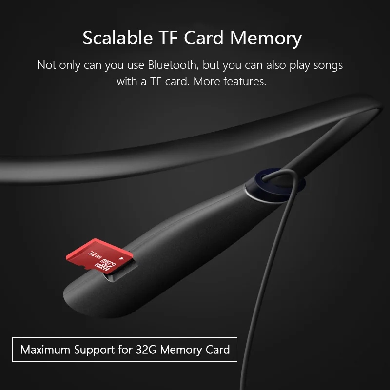 Vchicsoar Sports Bluetooth Earphones Wireless Headphones Stereo Bluetooth 4.2 Headset Support TF Card MP3 with Mic for Phone    