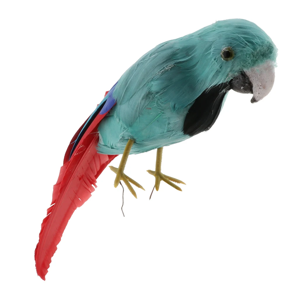 Simulation Parrot Model Artificial Feather Bird Animal Figurine Home Garden Sculptures Yard Law Ornament Decor Fancy Dress Party