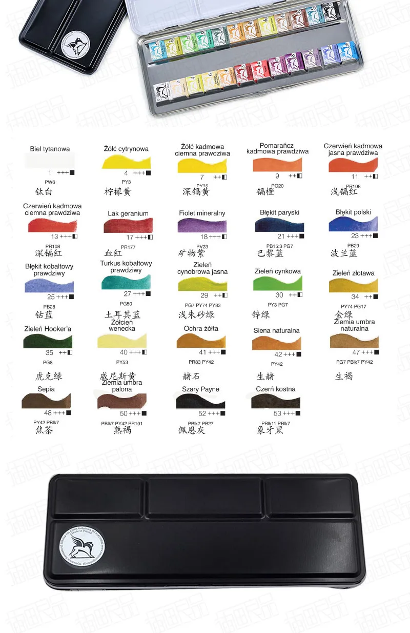 Caixa de Cor Polónia Importações Renesans Voando Ferro Aquarela Sólida Cores 24 12 Mel Artesanal 8 Cheap Water Color