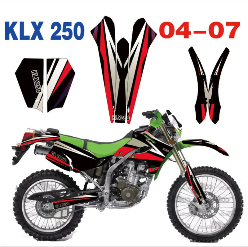 Мотоцикл Велосипед Графика фона наклейки для Kawasaki KLX250 KL250X KLX 250 2004 2003 2004 2005 2006 2007 - Цвет: Сиренево-синего цвета