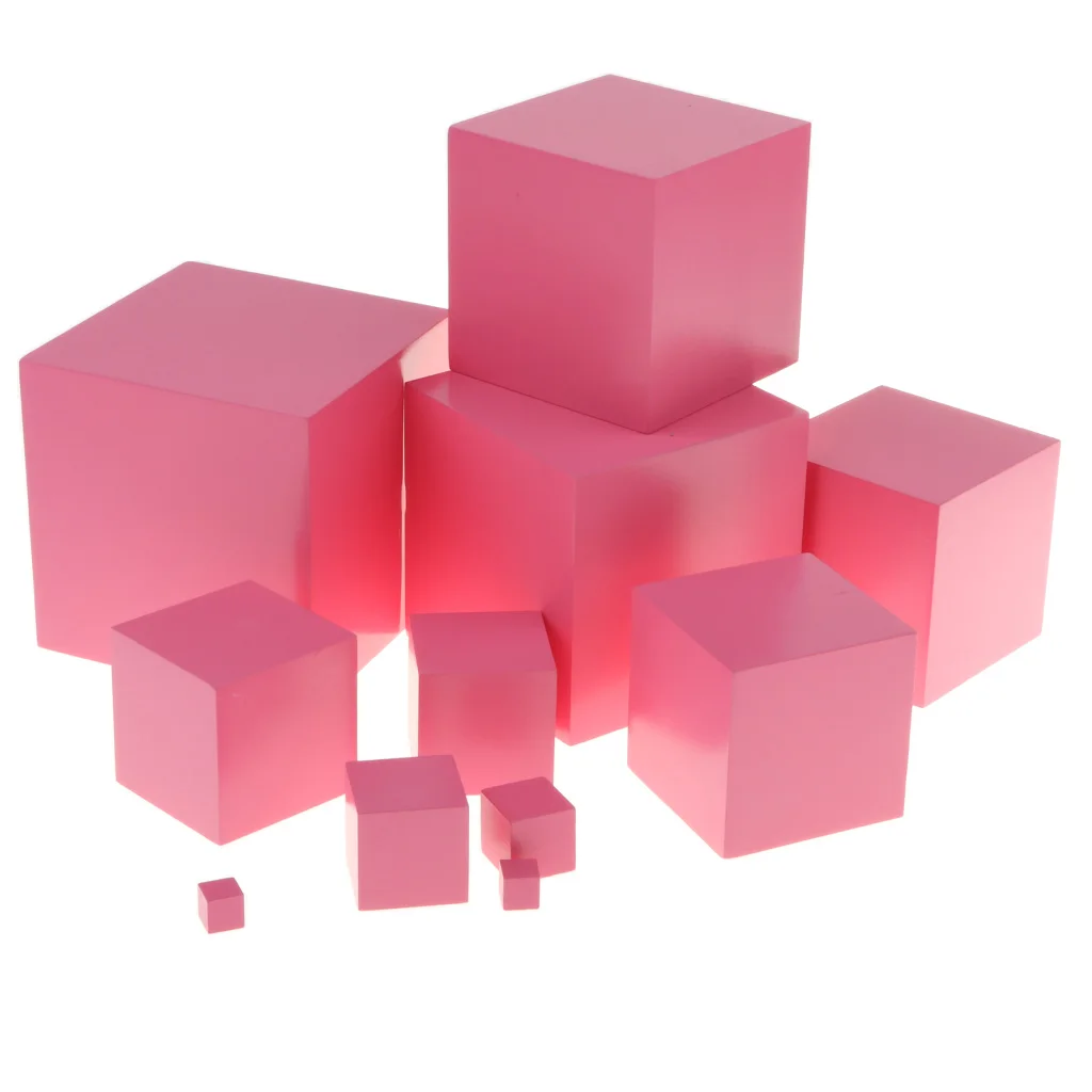 Montessori 10Pcs Wooden Pink Tower Blocks Educational Toys for Baby Toddler