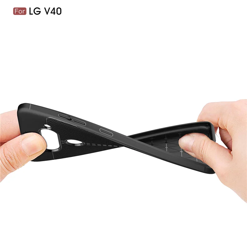 For Capa LG V40 Thinq Case Silicone Litchi PU Leather (8)