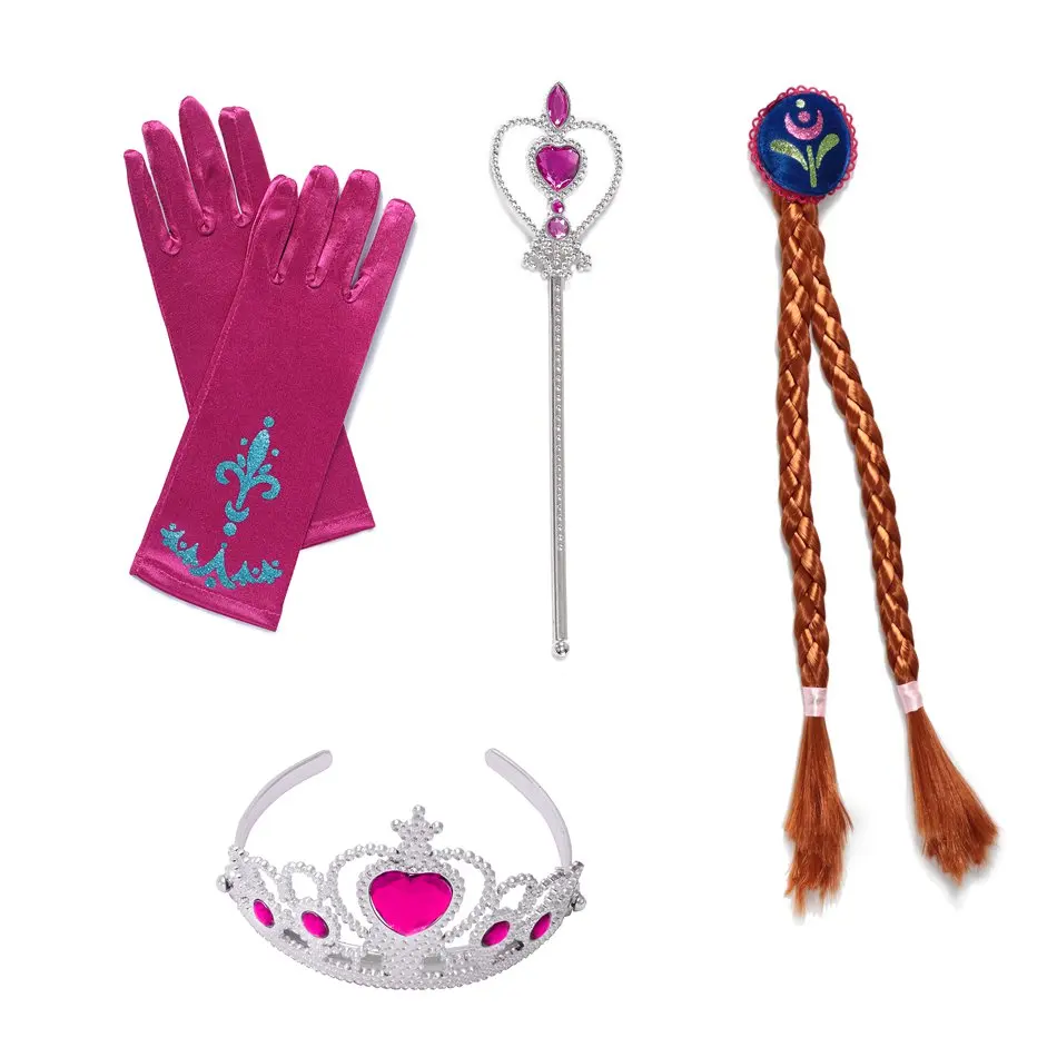 PaMaBa/маскарадный костюм принцессы Анны для маленьких девочек; Детские платья Снежной королевы с вышивкой и рукавами-крылышками; платье Анны для Хэллоуина - Цвет: Accessories Kit-1
