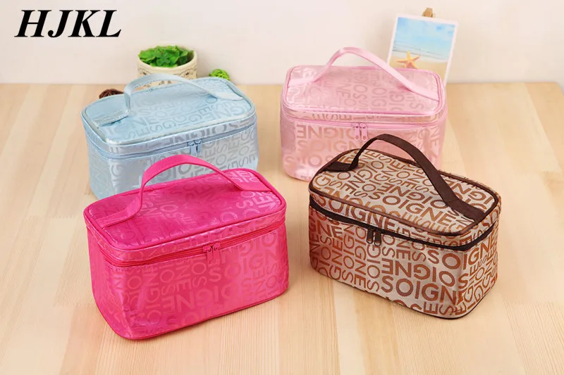 

HJKL Women Cosmetic Bag Travel Lattice Pattern Makeup Case Zipper Make Up Bags Organizer Storage Pouch Toiletry Wash Beauty Bag