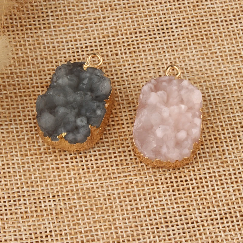 2pcs Irregular Oval Resin Stone Pendants Jewelry Finding Diy Necklace Choker Earrings Charms 