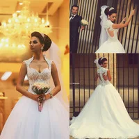 Vestido De Noiva 2015 Gorgeous Princess Long Beaded Lace Saudi Arabic Ball Gown Wedding Dress 2015 Bride Dress Vestido Casamento