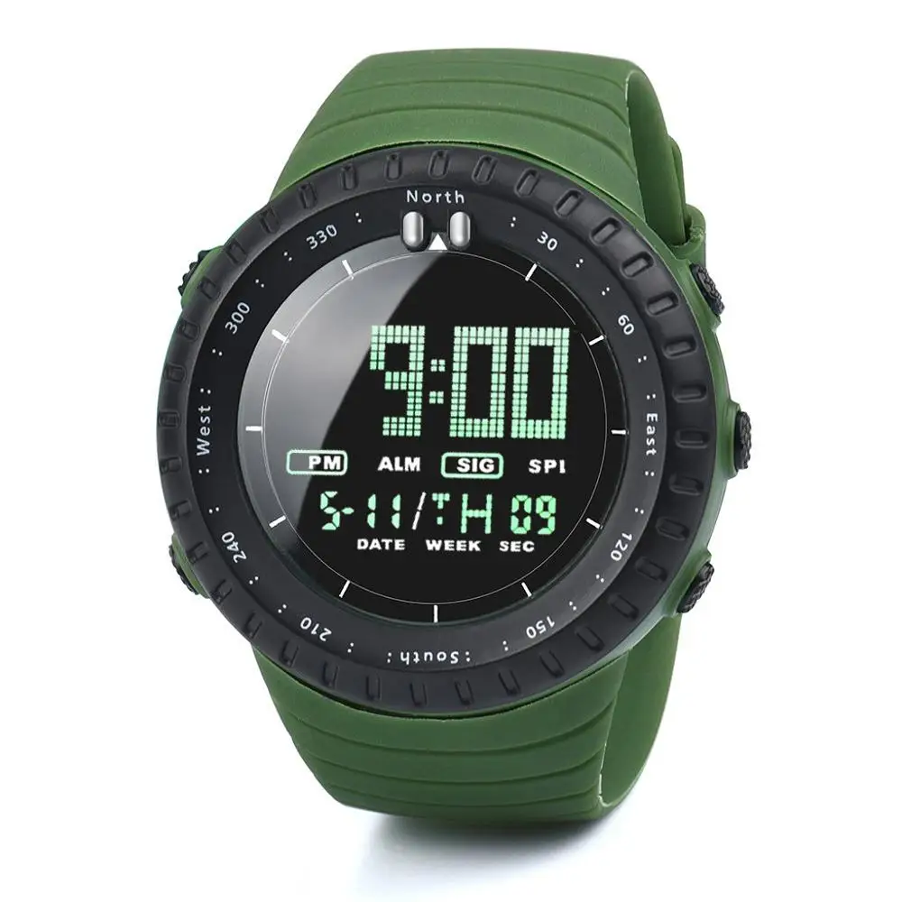 Цифровые мужские часы Reloj Hombre 30 м, водонепроницаемые мужские силиконовые светодиодный часы с двойным ремешком в стиле милитари, мужские электронные часы Homme Montre MD5 - Цвет: C