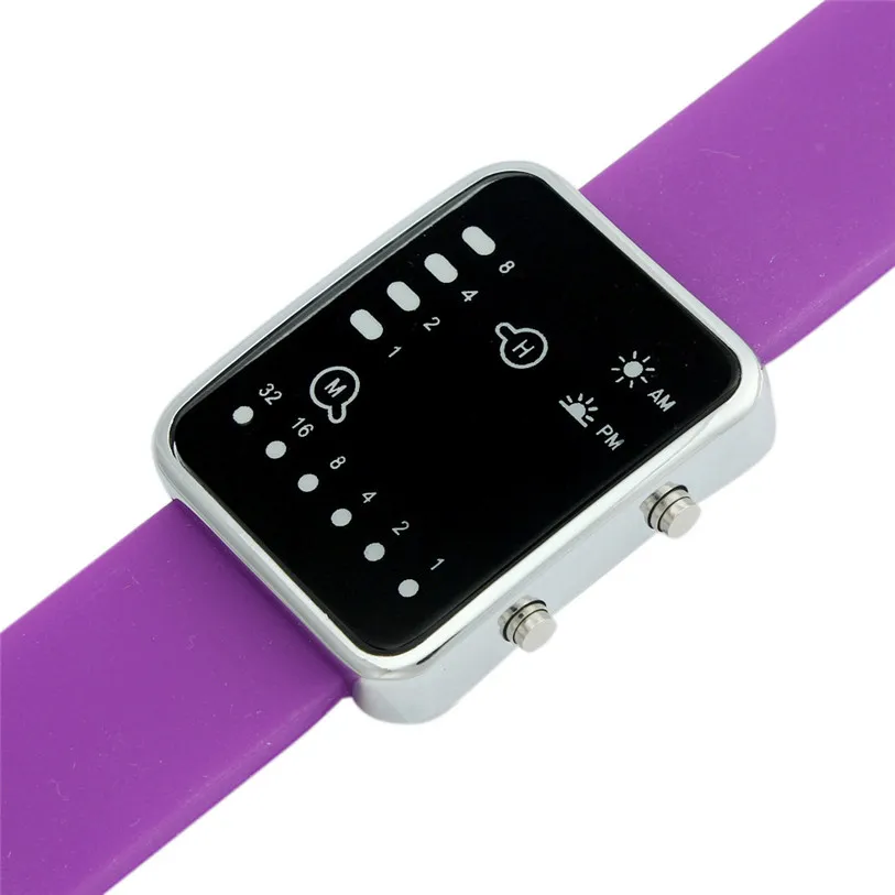 Женские Мужские Цифровые красный светодиодный спортивные часы Бинарные наручные часы силиконовый магазин рекламная акция при потере 99 au4 - Цвет: Фиолетовый