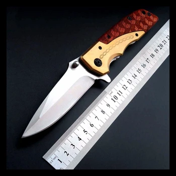 

ZZSQ DA77 Folding 440C blade Tactical Knife Pocket Hunting Camping Knife Red Wood Handle Survival Outdoor Tool Knife