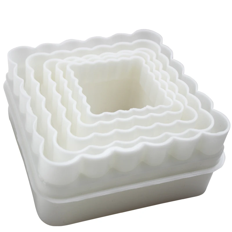 

5pcs/set Fondant Plastic Mould Square Shape Cookies Cutter Cake Decorating Tools Paste Mold Baking Tool