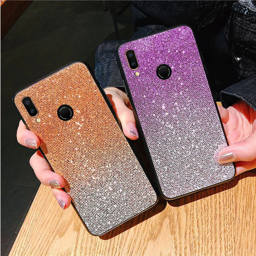 

case for huawei Y9 2019 case cover luxury glitter bling sequins matte tpu+pc hard protective phone bag capa fundas Ritozcase