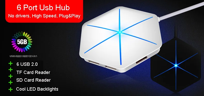 Новые Скорость Mini 4 Порты и разъёмы LED USB HUB разветвитель алюминия Мощность-BUS для Apple iMac ноутбук MacBook Desktop ПК