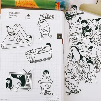 

21Pcs/Pack Black White Unknown Creature Vintage Sticker DIY Craft Scrapbooking Album Journal Planner Decorative Stickers Package