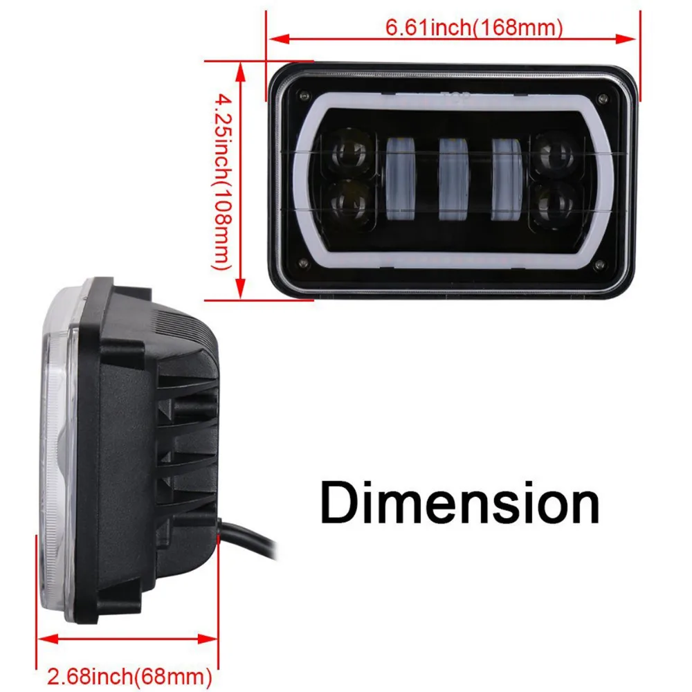 4x6 дюймов светодиодные фары с белым янтарным уплотнением луч H4651 H4656 H6545 H4668 фары для Chevrolet Ford Kenworth Semi Truck