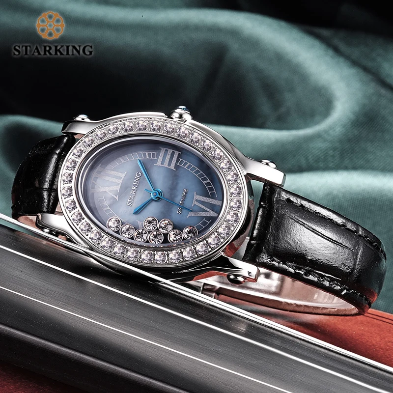 Goedkoop STARKING Relogio Feminino Unieke Blue Dial Horloge Vrouwen Mode Stalen Armband Quartz Horloges 3atm Waterdicht Orologio Donna