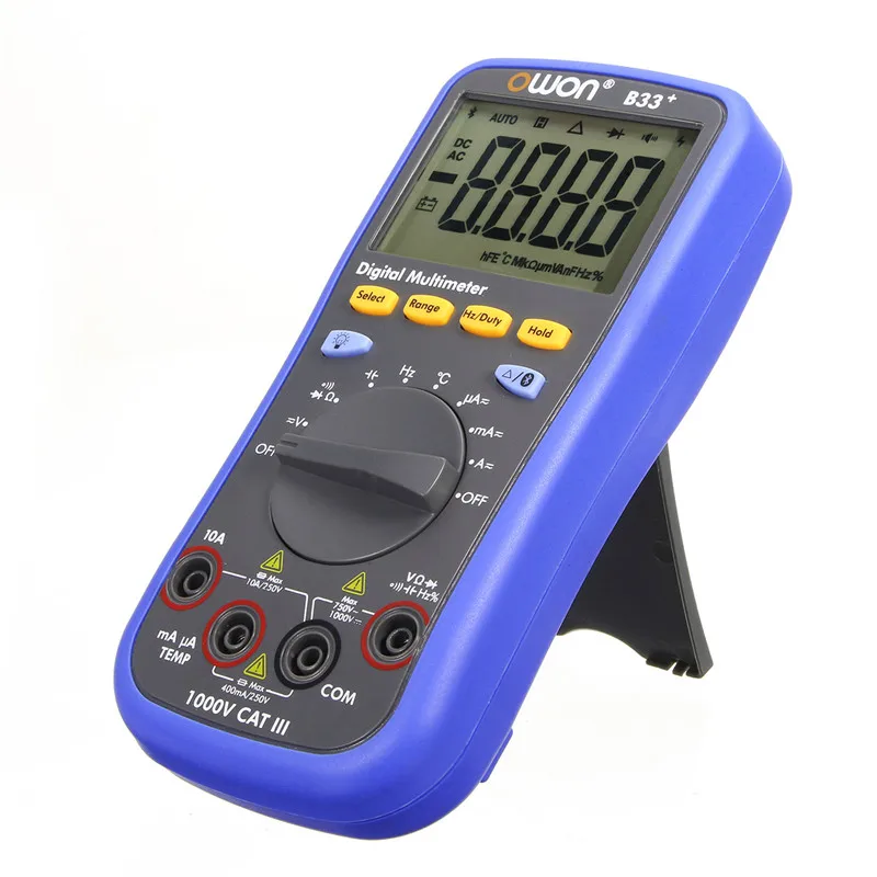 

Bluetooth Multimeter LCD Digital BLE 4.0 with Test Lead K-type Thermocouple 6000 Count Backlight Real 10M Ohms
