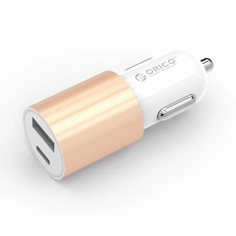 ORICO автомобильное зарядное устройство, портативное зарядное устройство Samrt с 5V3. 1A 15,5 Вт Max usb type C, автомобильное зарядное устройство для samsung Xiaomi huawei - Тип штекера: Gold