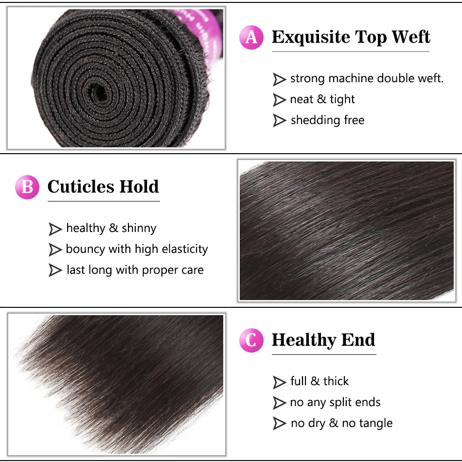  Soft Feel Hair 360 Lace Frontal Closure With Bundles Brazilian Straight Hair 2/3 Bundles With Front