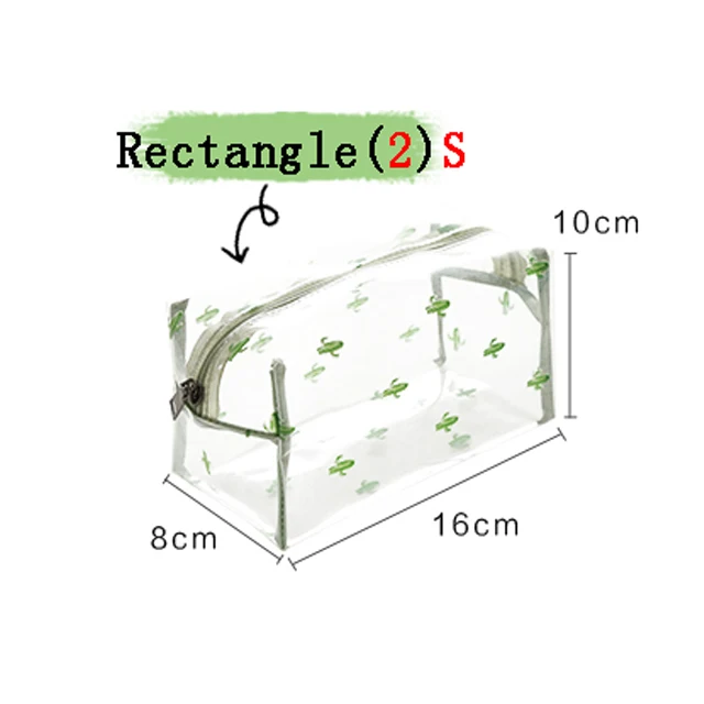 QIAQU ПВХ кактус узор маленькая косметички Макияж сумка для женщин дорожный Органайзер Профессиональная щетка для хранения макияж чехол Красота - Цвет: rectangle 2 S