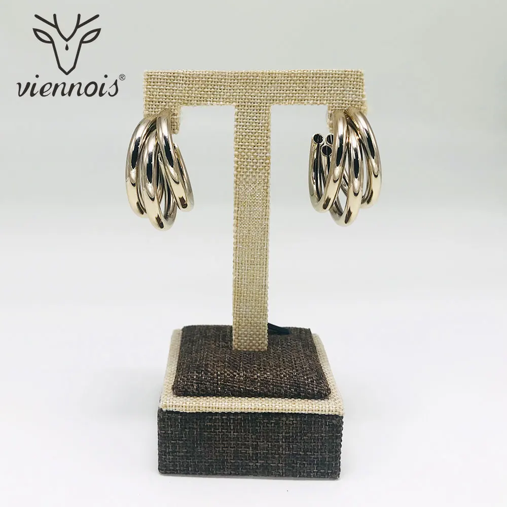 Viennois Mix / Rose Gold / Gold Color Stud Earrings For Women Metal Geomertic Earrings Female Wedding Party Jewelry 2018