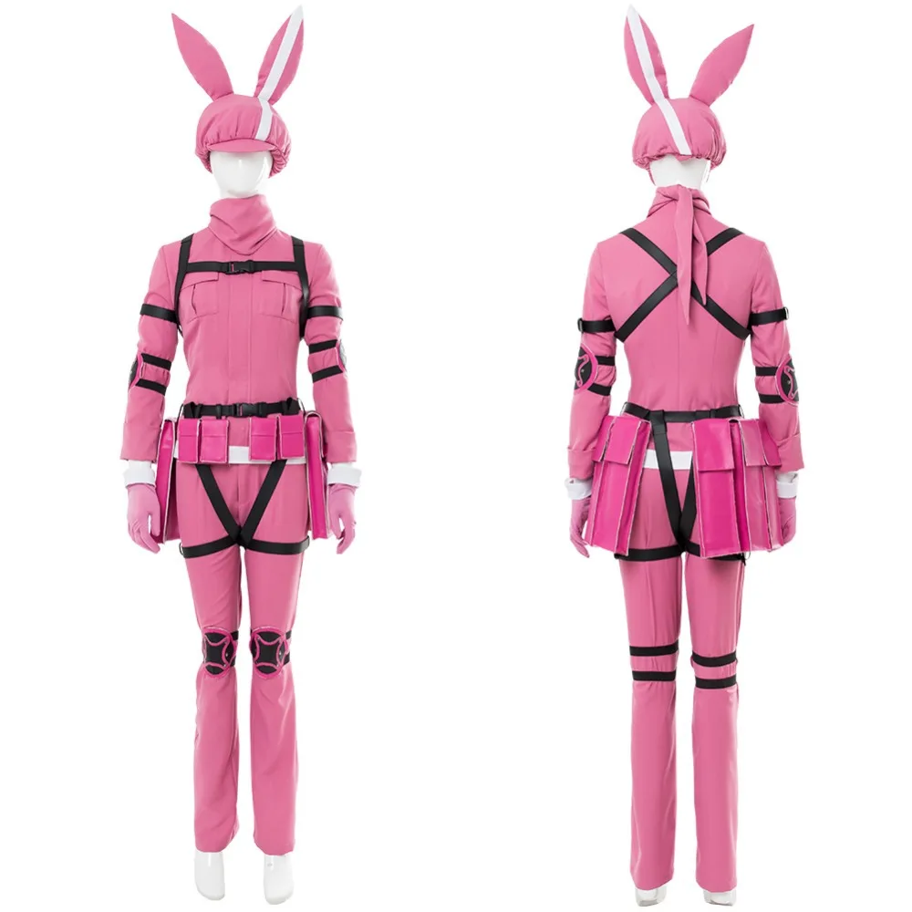 Sword Art Online Alternative - Gun Gale Online Cosplay Costume Pink LLENN Uniform Outfit Men Women Party Costume Sword Art Online Alternative - Gun Gale Online Cosplay Costume Pink LLENN Uniform Outfit Men Women Party Costume