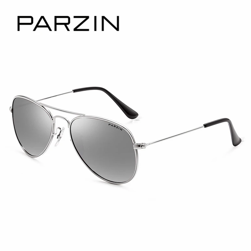 PARZIN брендовые Детские поляризационные солнцезащитные очки для мальчиков, качественные классические очки с ультра-светильник, авиационные очки, Детские аксессуары 8066 - Цвет линз: Silver