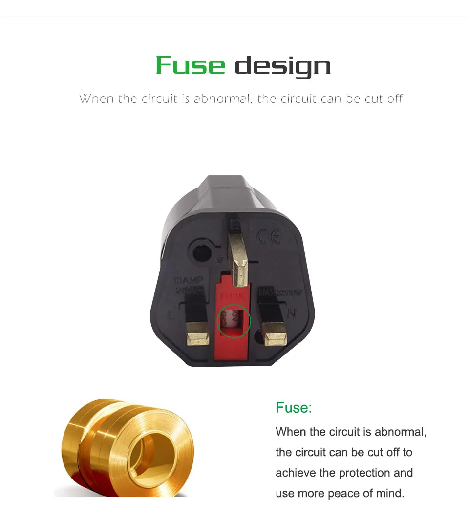 1 PC EU European To UK Adapter Electrical Plug Abroad Travel Socket Converter 13A 250V Rated Isolated Ground White Black Adaptor (9)
