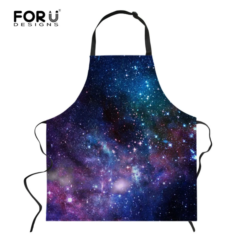 

FORUDESIGNS Woman Men's Kitchen Chef Cooking Aprons Space Galaxy Antifouling Uniform Unisex Polyester Sleeveless Aprons 75*67cm