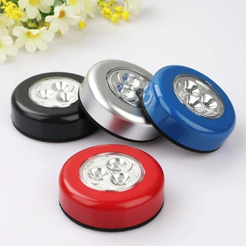 

2018 4colors 3Led Push Stick Tap Wall Cabinet Light Touch Lamp Wireless Powered Operated Anywhere Kitchen Cordless
