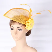 2016 new style party headwear silk flower with sinamay fascinator wedding hair accessories occasion hat bridal