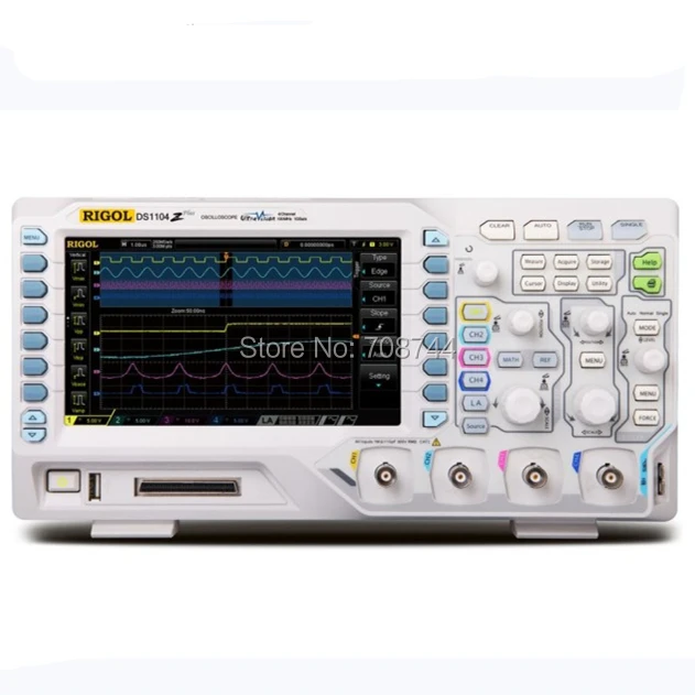 

RIGOL DS1104Z Plus 100 MHz Digital Oscilloscope with 4 CH and 16 Digital CH 25 MHz Bandwidth with 2 Signal Source Channels