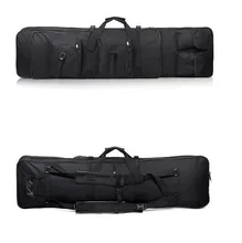 Al aire libre Tactical Airsoft Militar Caza 96 cm Mochila de Nylon De Alta Densidad Square Llevan Doble Protección Bolsa Rifle Pistola Caso Negro
