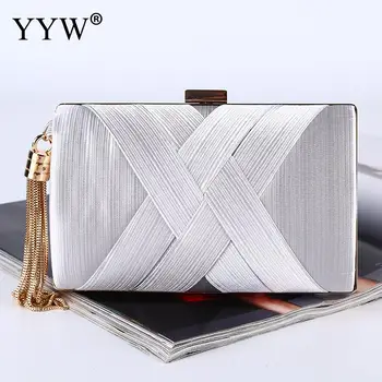 

YYW New Arrival Metal Tassel Lady Clutch Bag With Chain Shoulder Handbags Classical Style Small Purse Day Evening Clutch Bags