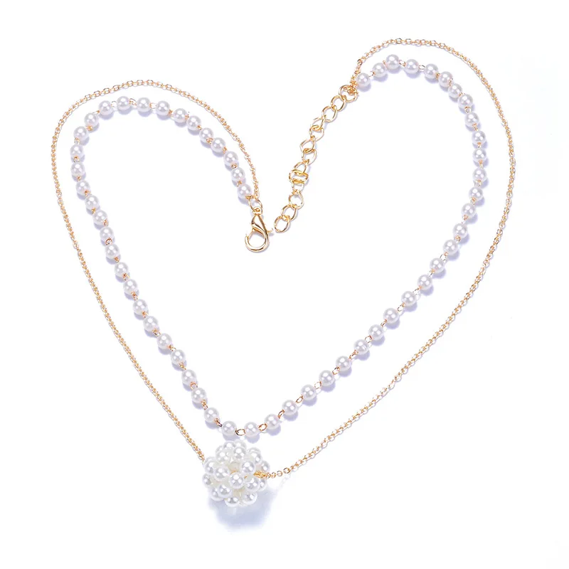 

Korean version of the simple double pearl necklace choker collar temperament versatile neck with neck ornaments short collar cha